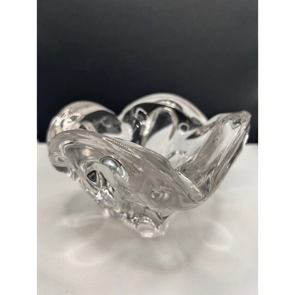 MCM Vintage Art Glass Cigar Ashtray Candy Dish Bowl Thick Heavy 6.5" diam